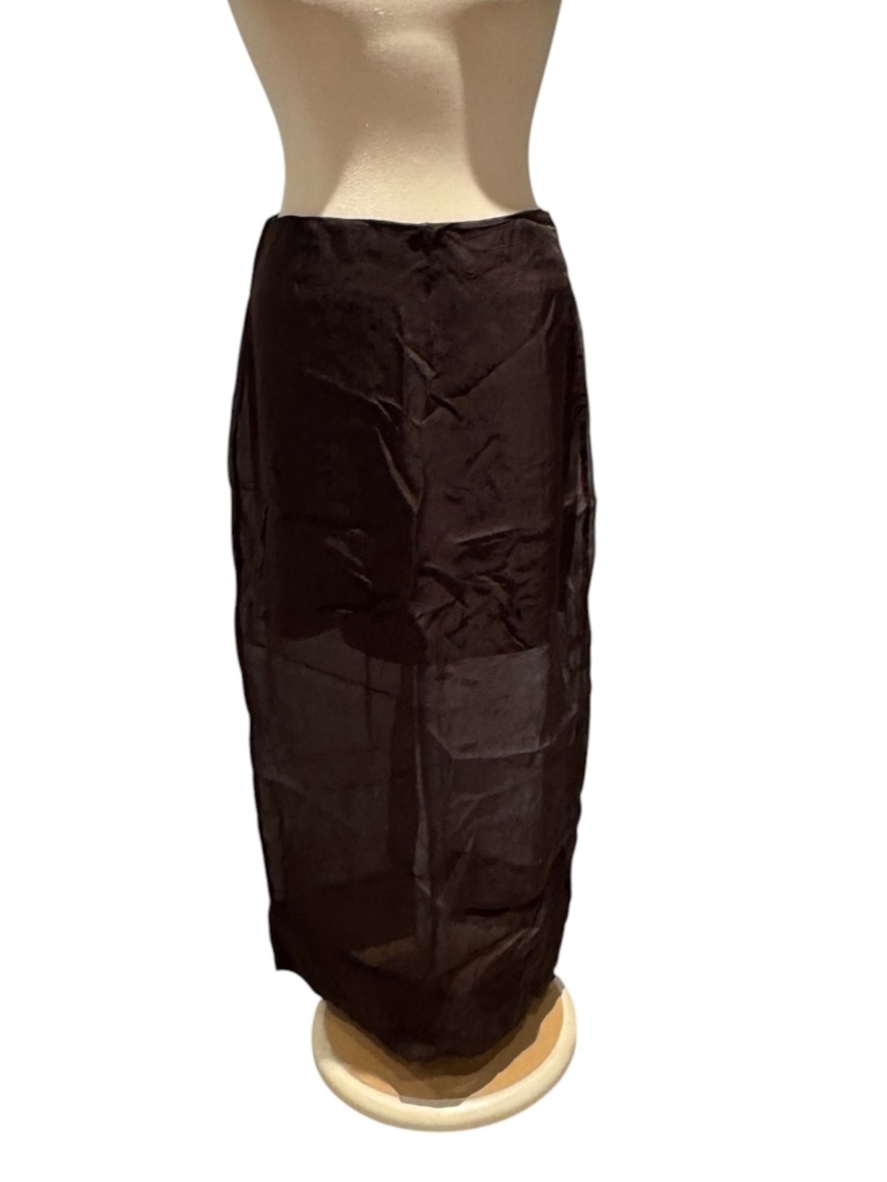 GAP brown mesh sheer translucent lined midi skirt - size xs